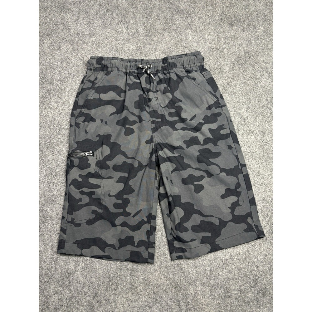 Weatherproof Vintage Boys Camo Cargo‎ Shorts Size M 10-12 Gray Zip Pocket